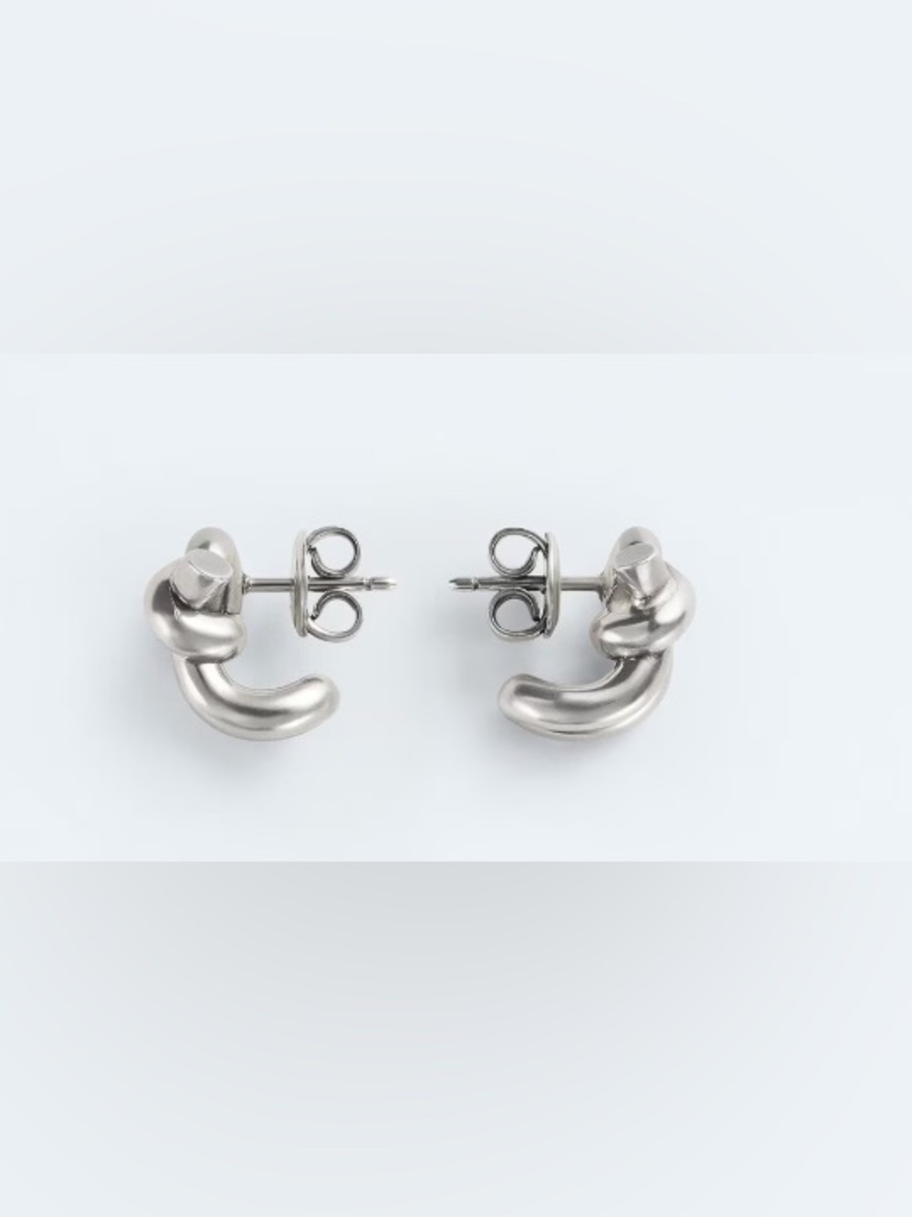 Bottega Veneta Silver Curved Knot Stud Earrings